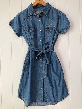 Wrangler Retro Womens Texas A&M Aggies Short Sleeve Full Snap Denim Mini Dress M